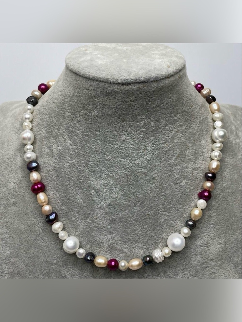 Stunning Freshwater Pearl Multicolor Beaded Necklace One of a Kind Fun Fresh